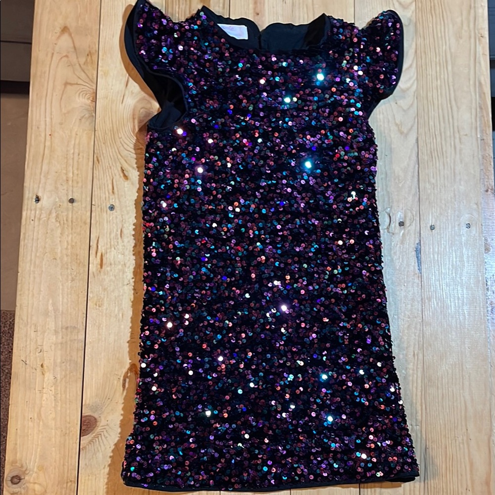 Sequin Dress with Ruffled Sleeves